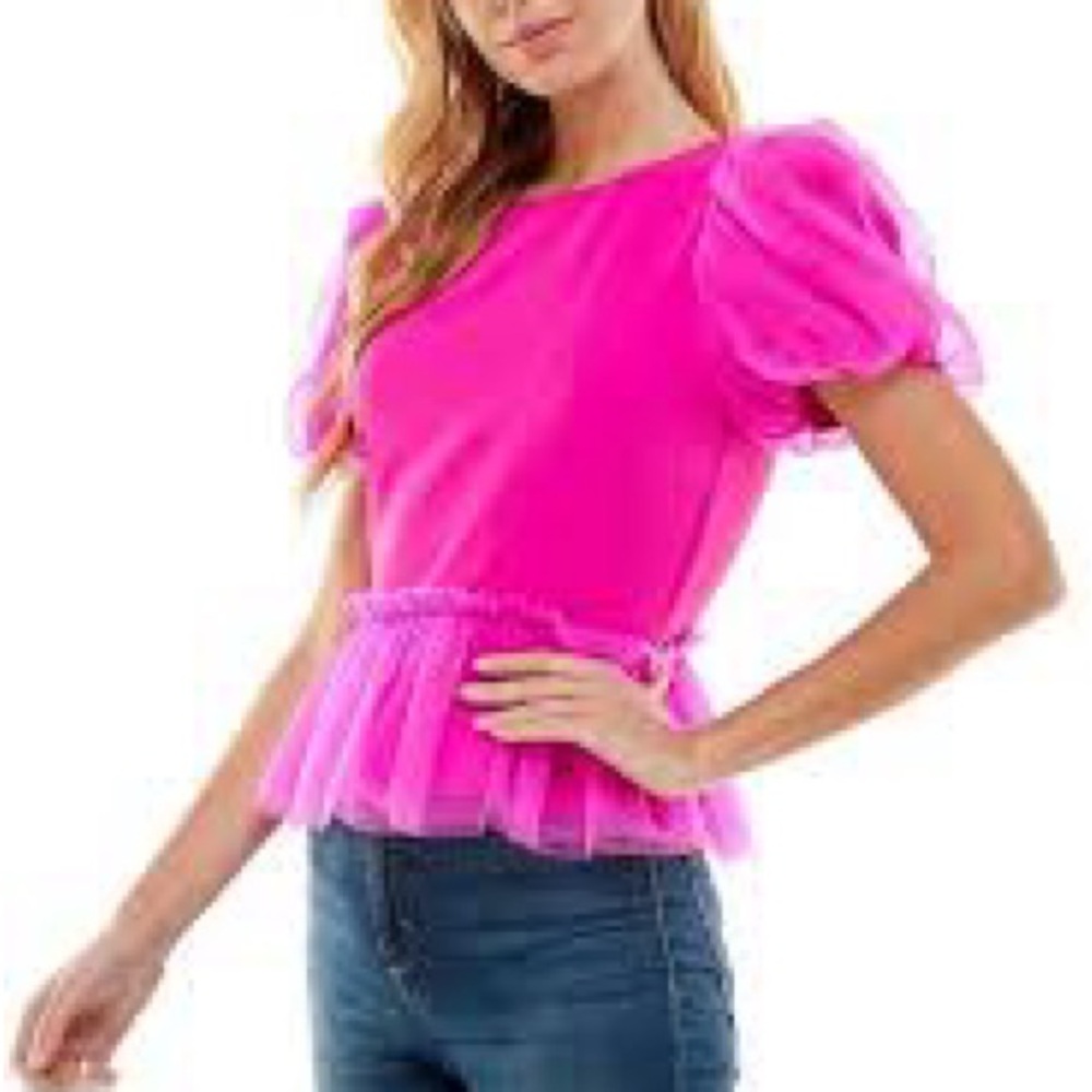 TCEC Pink Puff Sleeve Top